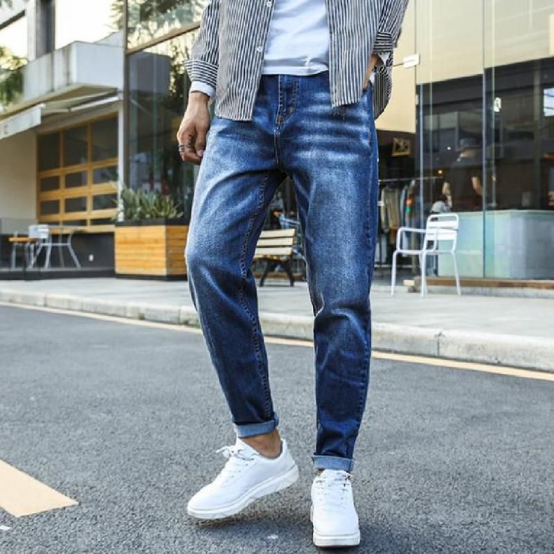 Jeans para hombres 2021 Moda europea americana suelta grandes casuales contratados Desgastar ocio