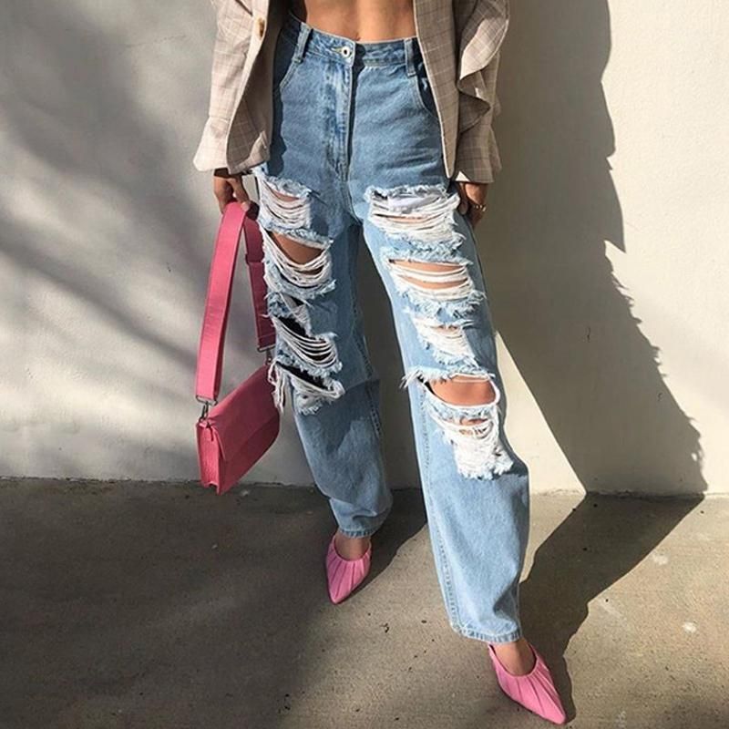 Compra Jeans De Mujer Trendy Romed Baggy Mujeres Ropa Ropa Slouchy  Pantalones De Pierna Recta Destruida Pantalones De Mezclilla Desgarrados  Femenino 90s Aesthetic Boyfriend1 Barato | Entrega Rápida Y Calidad |  Es.Dhgate