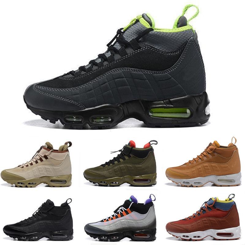 nike max 95 Negro Oscuro Loden Rojo Verde Impermeable chaussures Zapatillas altas correr