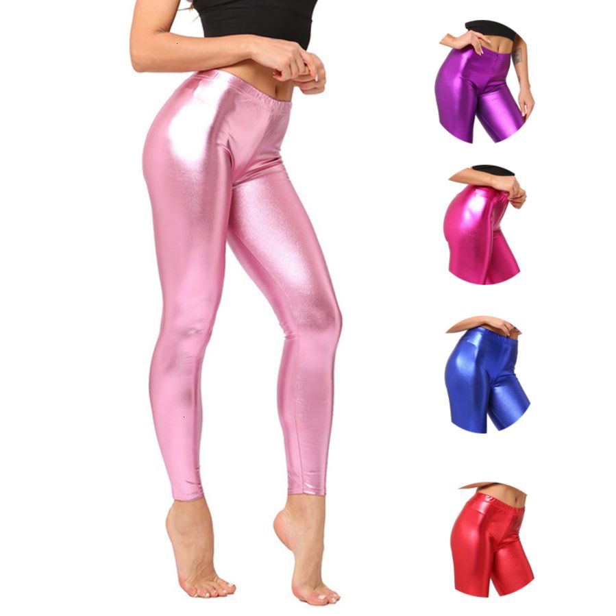 Faux Leather Pants Colored Neon Shiny 
