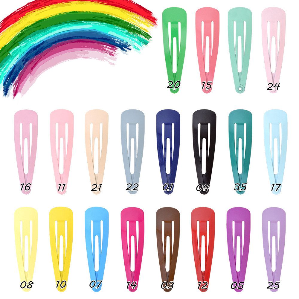5cm Solid Color Metal Hairpins Girls Snap Hair Clips for Children Baby Barrettes Clip Pins 5cm Solid Color Metal Hairpins Girls Snap Hair Clips for Children Baby Barrettes Clip Pins