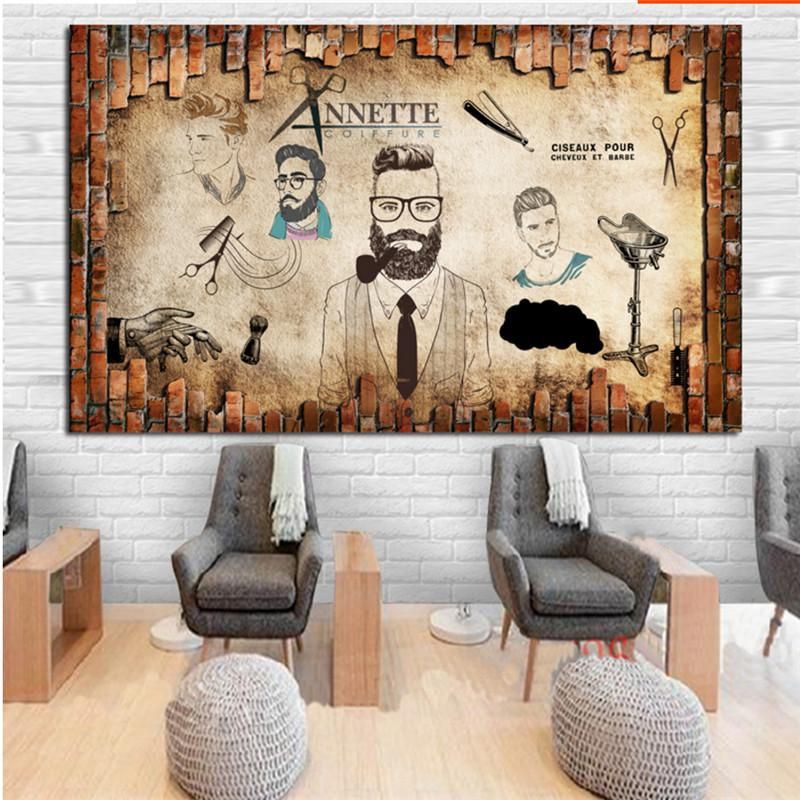 Custom Man Salon Wall Paper 3D Retro Barber Shop Hair Salon Background Mural Wallpaper 3D Industrial Decor Papel De Parede Custom Man Salon Wall Paper 3D Retro Barber Shop Hair Salon Background Mural Wallpaper 3D Industrial Decor Papel De Parede