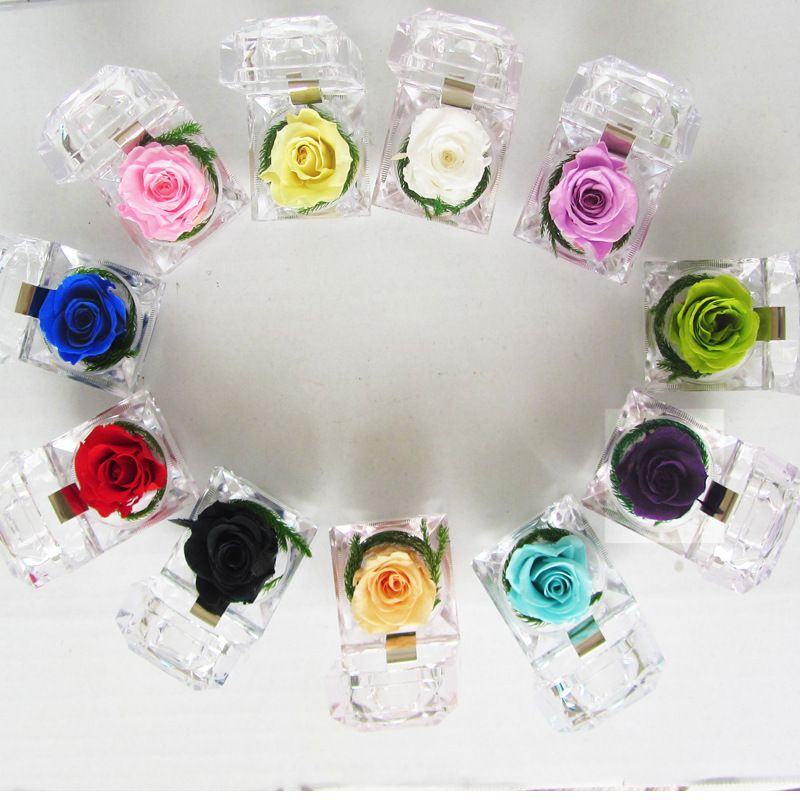 2021 Acrylic Rose Ring Box Romantic Immortal Preserved Fresh Flower