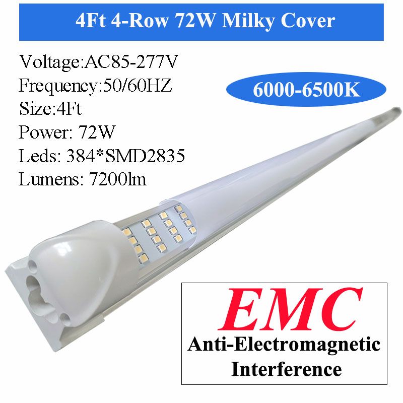 Milky Cover 4Ft 72W 4 ROW LED Tube