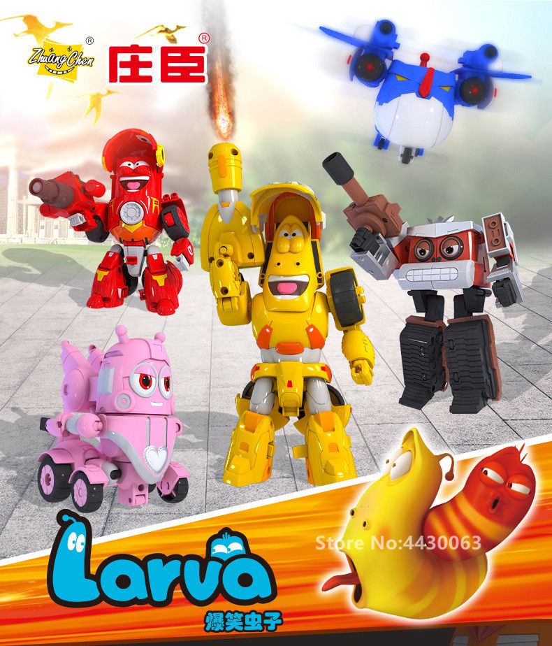 calidad ABS Diversión Larva Transformación Juguetes Figuras de acción Deformación Modo de coche y MECHA MODE PARA EL REGALO CUMPLEAÑOS