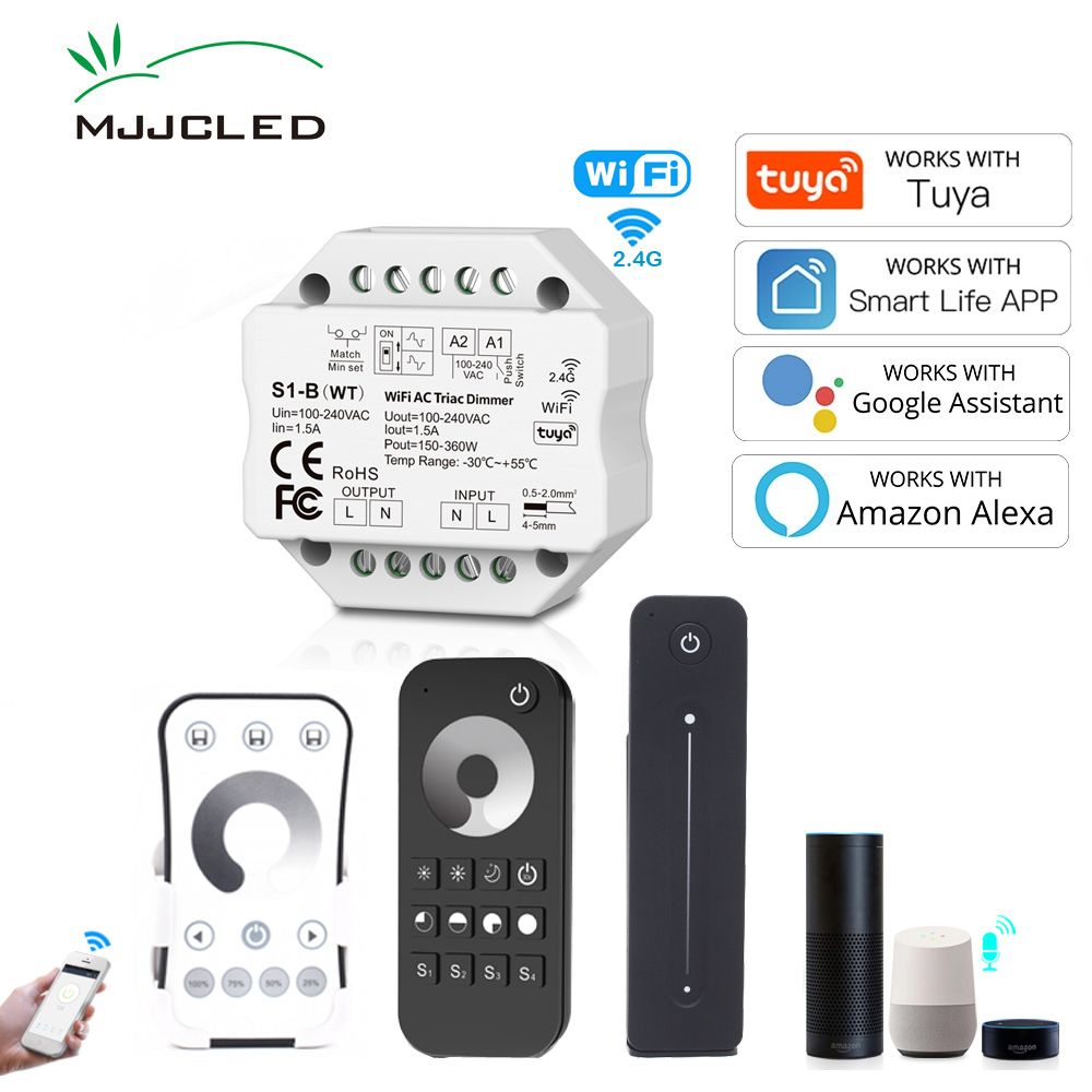 Wifi 2.4G RF AC Triac LED Dimmer 220V 230V Work With Tuya Smart