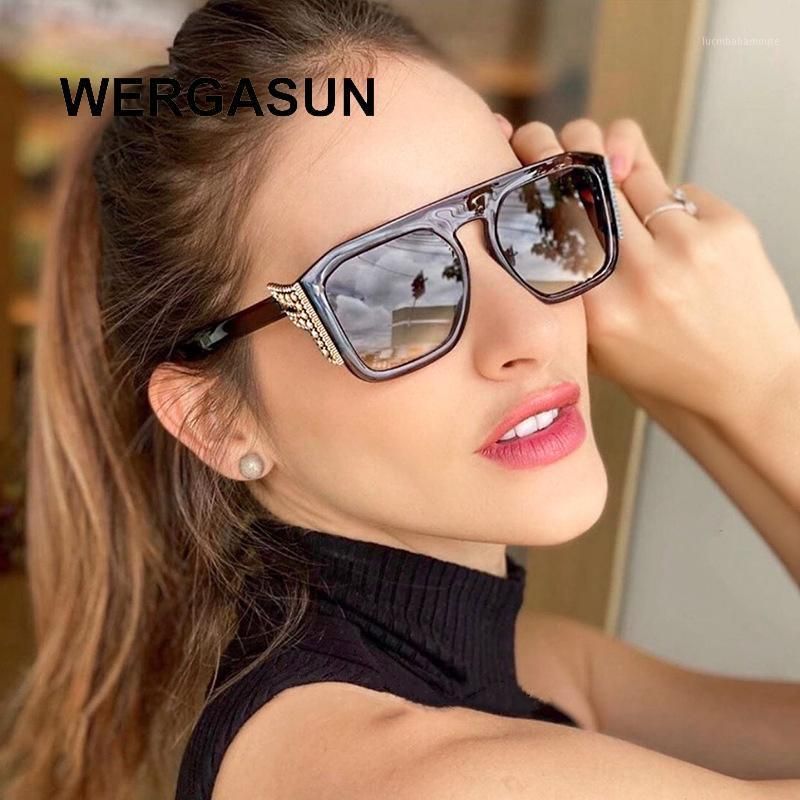Wergasun gafas de sol cuadradas grandes sin marco,mujer 