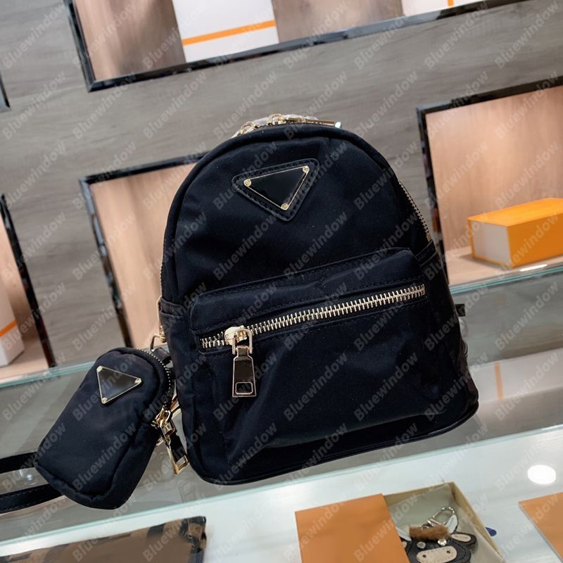Women Mini Backpack Nylon Triangle Bag 