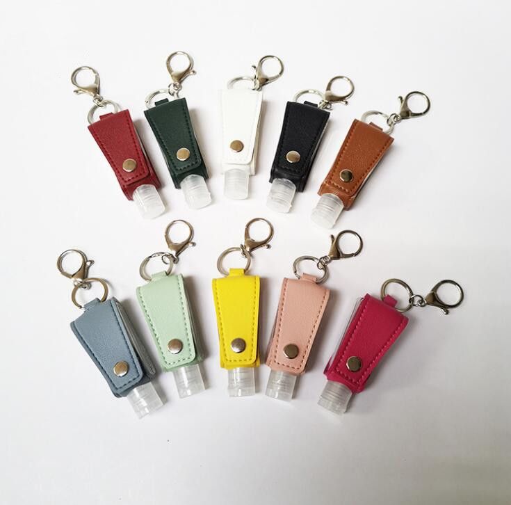 Hand Sanitizer Holder Keychain PU Leather With Clip And Bottle Sanitizer Cover Bag Gel Holders