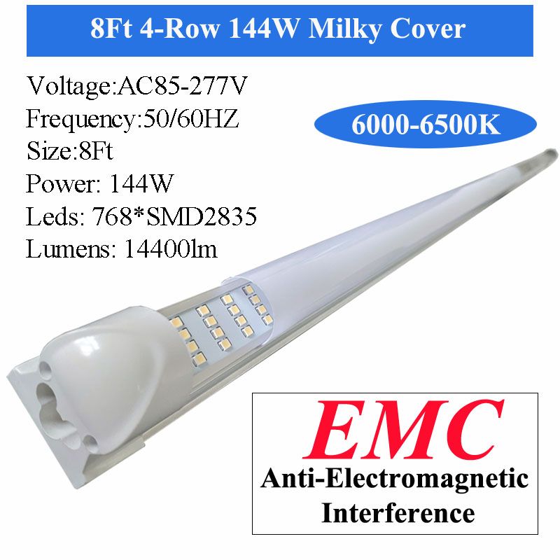 Milky Cover 8Ft 144W 4 ROW LED Tube