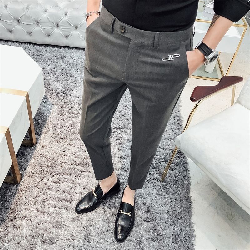 Hombre Slim Traje Pantalones Casual Business Pantalones Moda Hombres Formal Vestido de novia Pantalones Calle