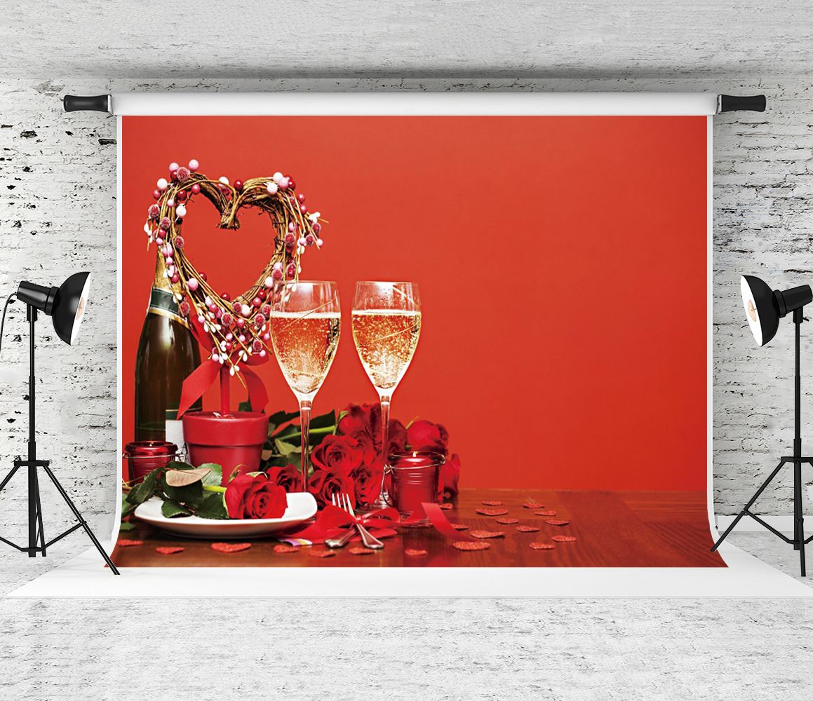 Feliz día de tarjeta del día de San Valentín Telón de fondo amor corazones  cena romántica