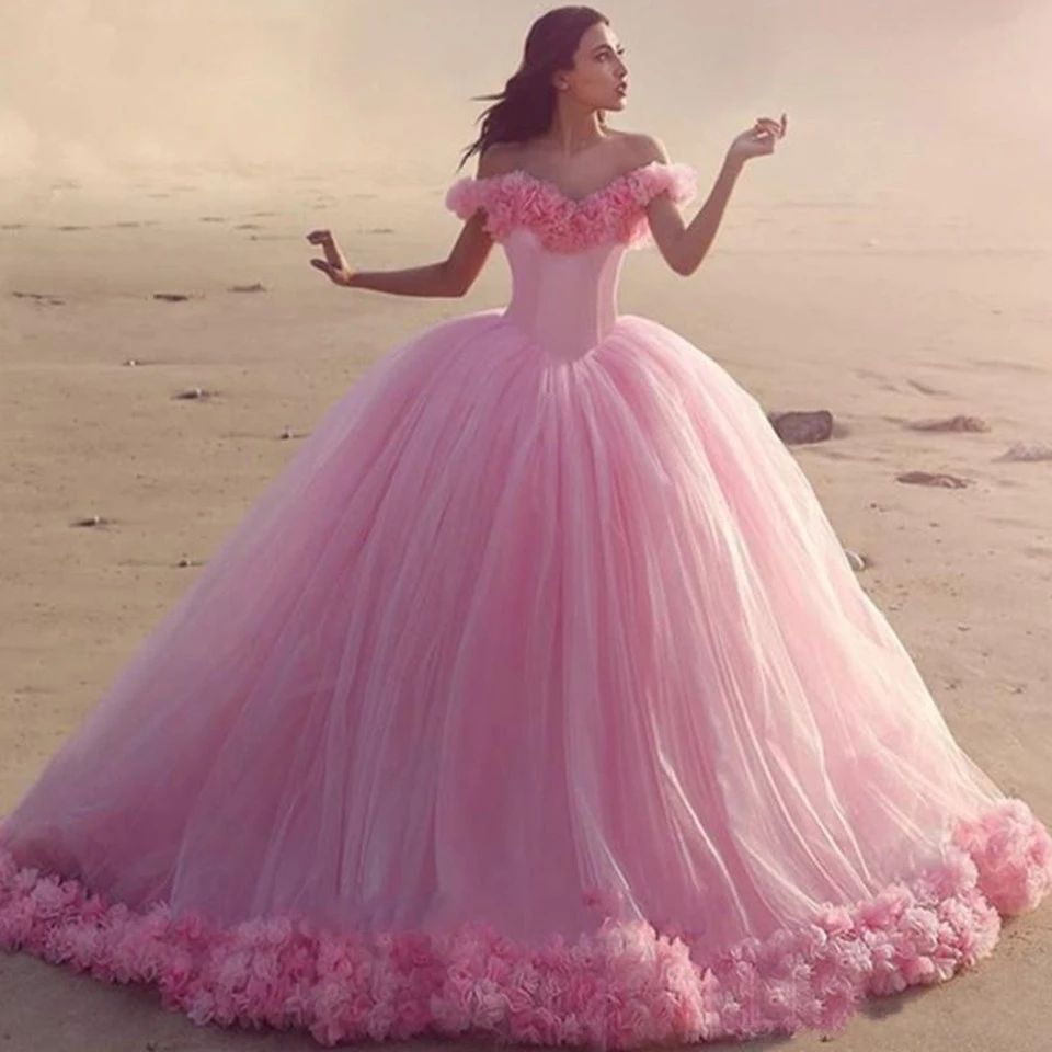 Elaborar En honor fascismo Turquesa quinceañera vestidos bola vestido tul 15 anos flores mullido del  hombro vestidos de noche dulce