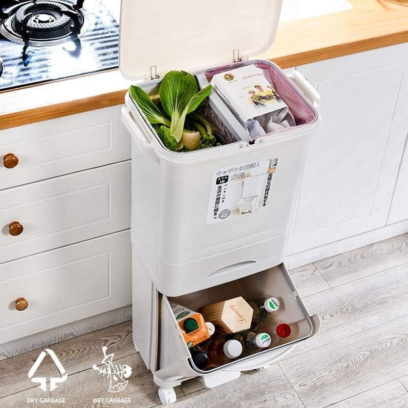 Brand: HomeGenie Type: Large Capacity Waste Sorting Bins Specs: 38/42L, 2/3  Layers, Double Deck Keywords: Kitchen, Household, Restaurant, Dustbin,  Storage Key Points: Efficient Sorting, Odor Control, Durable Build Main  Features: Removable Inner