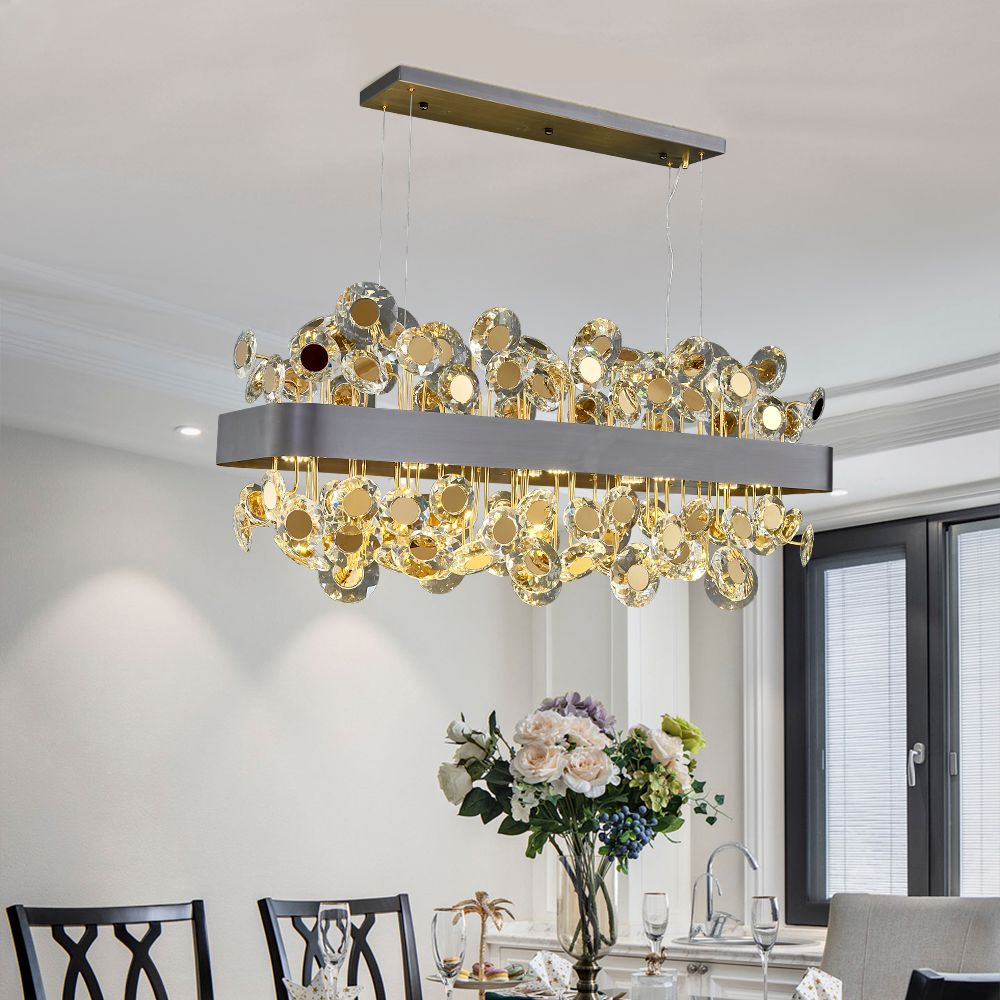 Luxury Black Gold Chandelier Lighting For Dining Room Rectangle Hanging Light Fixtures Modern Kitchen Island Cristal Chandlier From Founders 562 36 Dhgate Com Luxury Black Gold Chandelier Lighting, Gold Dining Room Light Fixtures