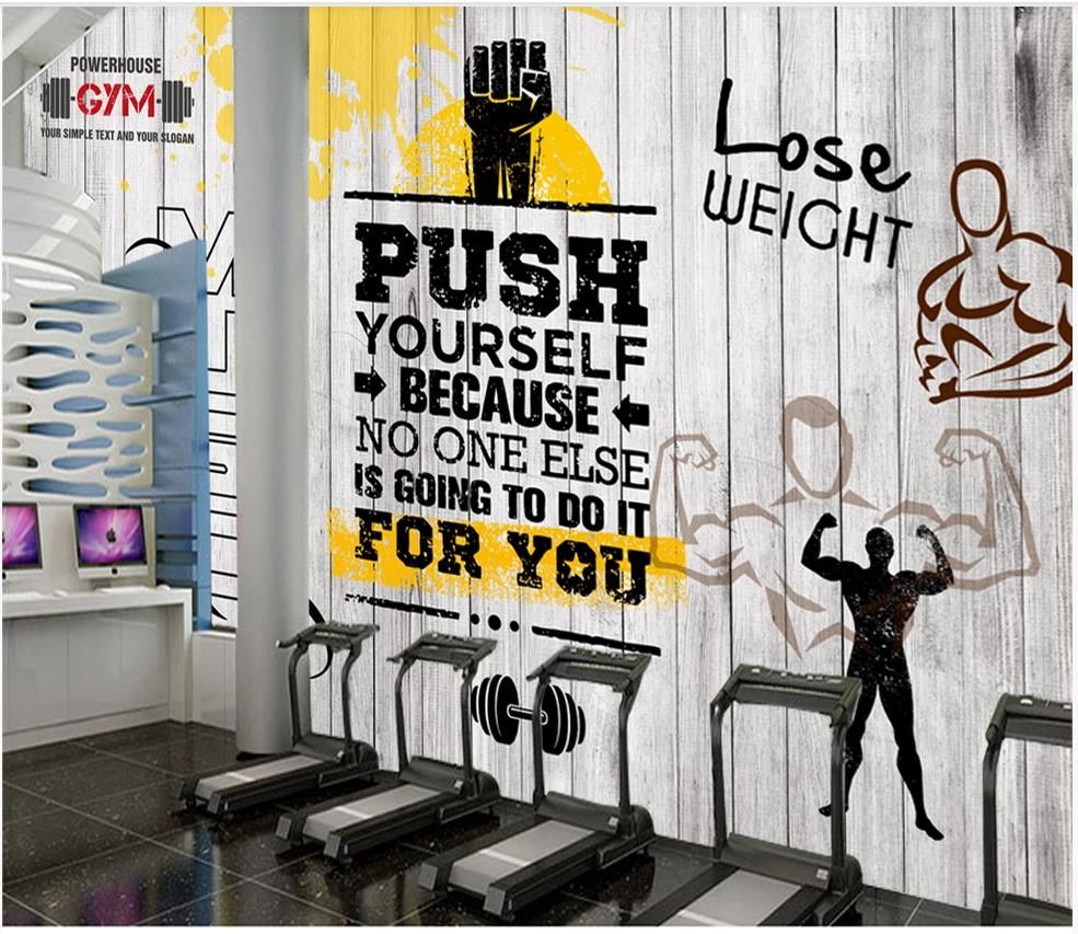 Custom Photo Wallpaper 3d Mural Wallpapers Gym Mural Retro Wooden Board  Sports Fitness Club Image Wall Background Wall Papers Home Decor From  A378286736, $ | DHgate Israel