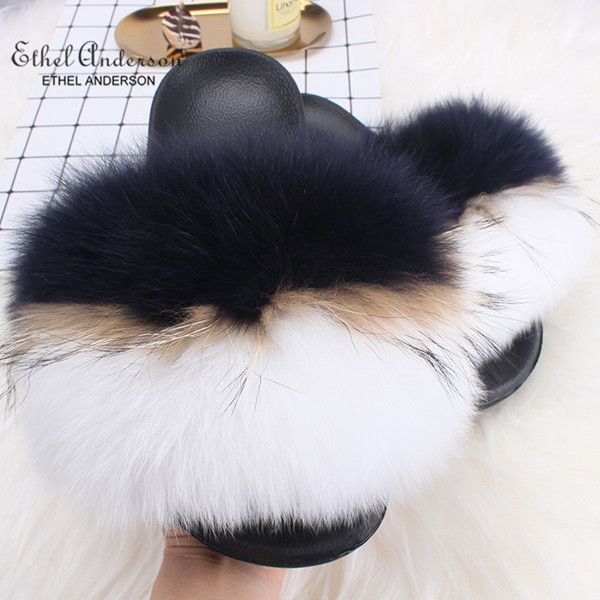 Navy White Fox Fur