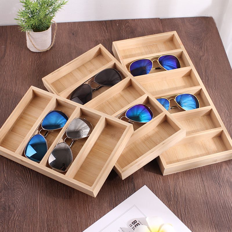 2021 Creative Bamboo Wood Sunglasses Display Tray Glasses Holder
