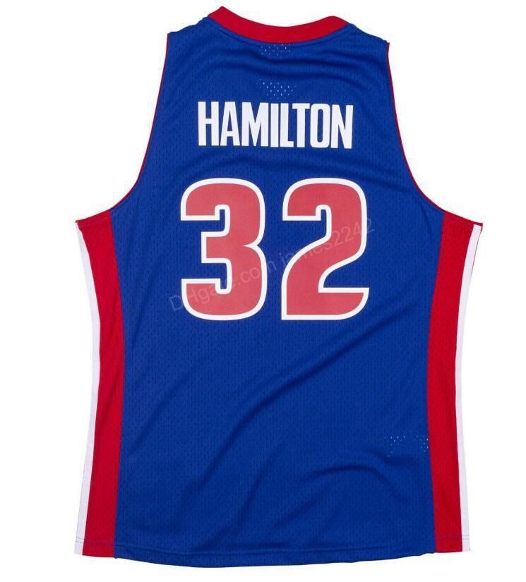 Custom 32 Richard Hamilton Mitchell & Ness Basketball Jersey Mens
