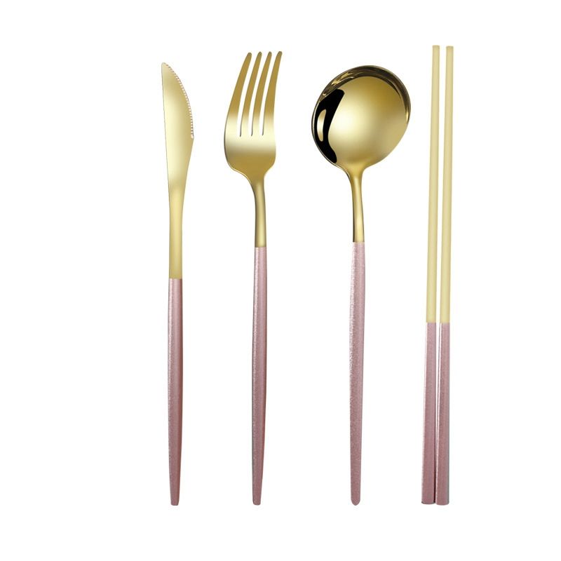 Pink (knife+fork+spoon+chopsticks)
