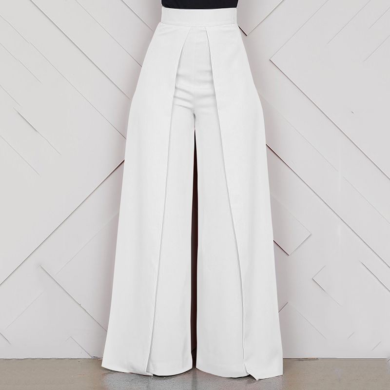 Compra Versar Elegante Cintura Alta Pantalones Para Mujer Autumn Fashion  White Office Office Baggy Cremallera Ancho Pantalones Pantalón Femme 201022  Barato | Entrega Rápida Y Calidad | Es.Dhgate