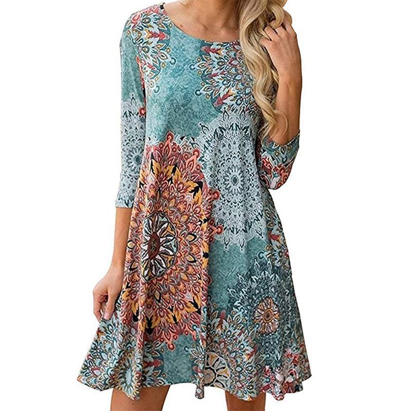 Vestido De Playa Con Estampado De Estrellas Boho Para Mujer, Vestido De Playa Con Estampado De Estrellas Boho Para Mujer,