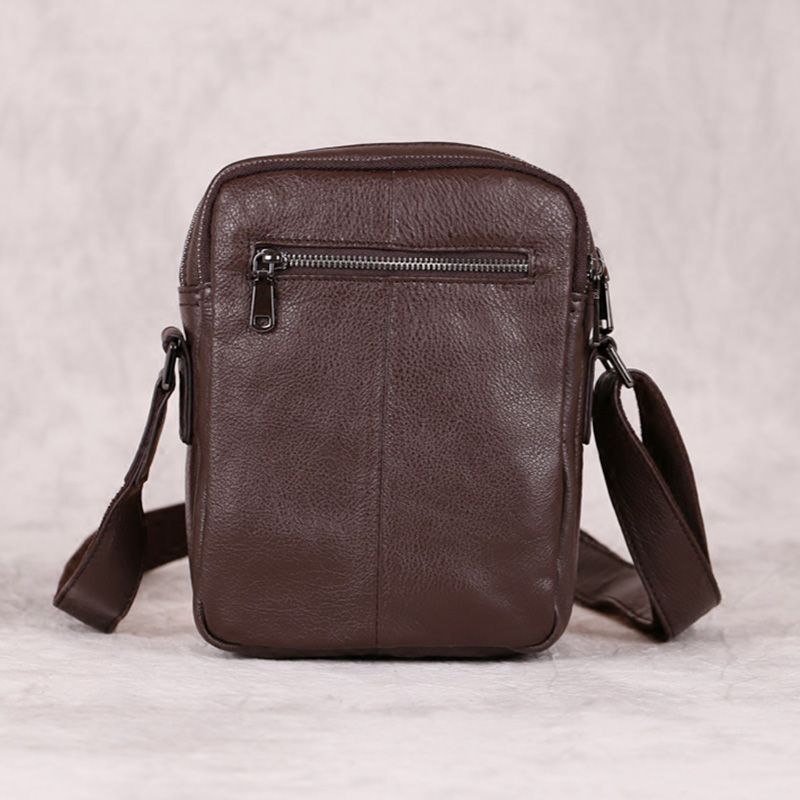 AETOO Leather men's mini bag, head leather one-shoulder bag, casual  stiletto bag