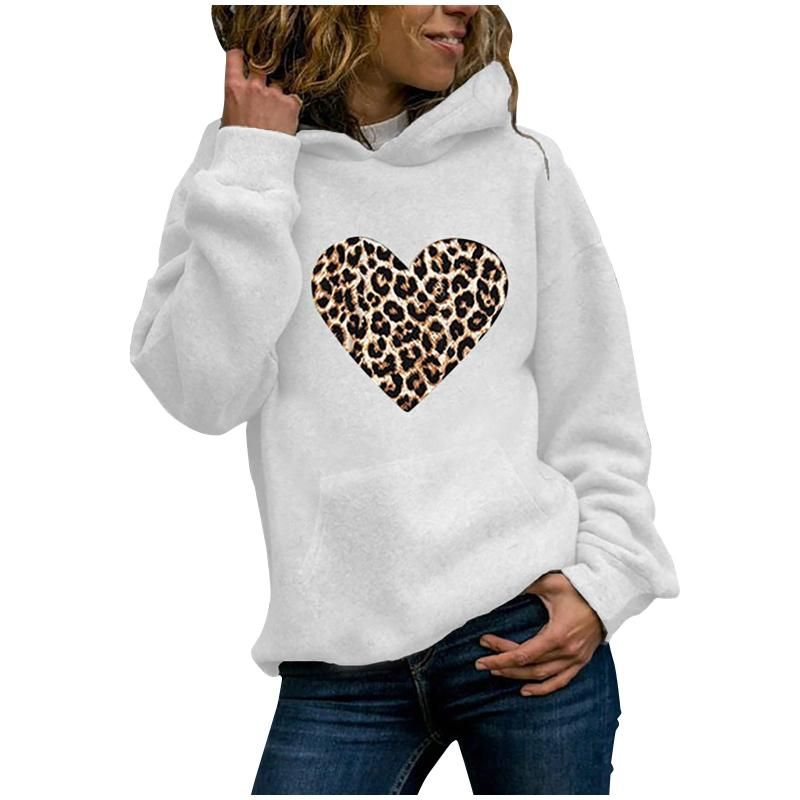 Sudaderas con capucha mujer Sudaderas con capucha Sudadera Jumper Tops Love Leopard Print Harajuku