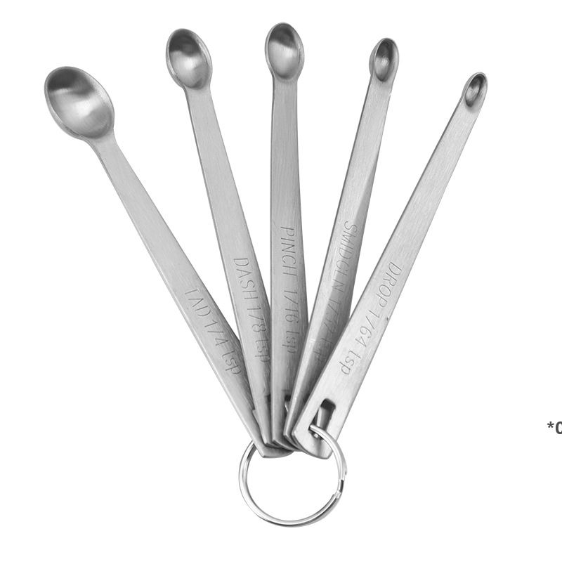 5pcs/Set Stainless Steel/Plastic Teaspoons Measuring Baking Spoons Cups Utensil