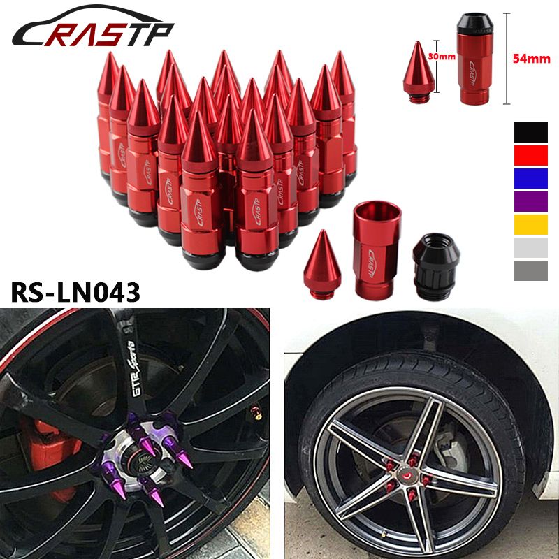 RASTP Anti Theft Racing Car Tires Spike Lug Nuts,JDM Sytle Anodized Universal Wheel Lug Nuts 1.25, Black RASTP Anti Theft Racing Car Tires Spike Lug Nuts,JDM Sytle Anodized Universal Wheel Lug Nuts 1.25, Black