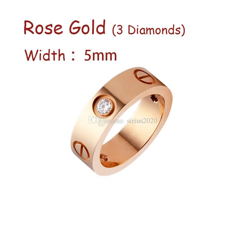 ＃5-rose Gold（5mm）-3ダイヤモンド