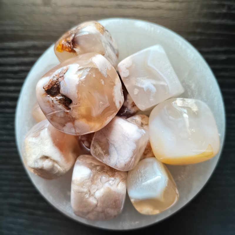 2021 2 3CM Natural Cherry Blossom Agate Tumbled Flower Agate Crystal