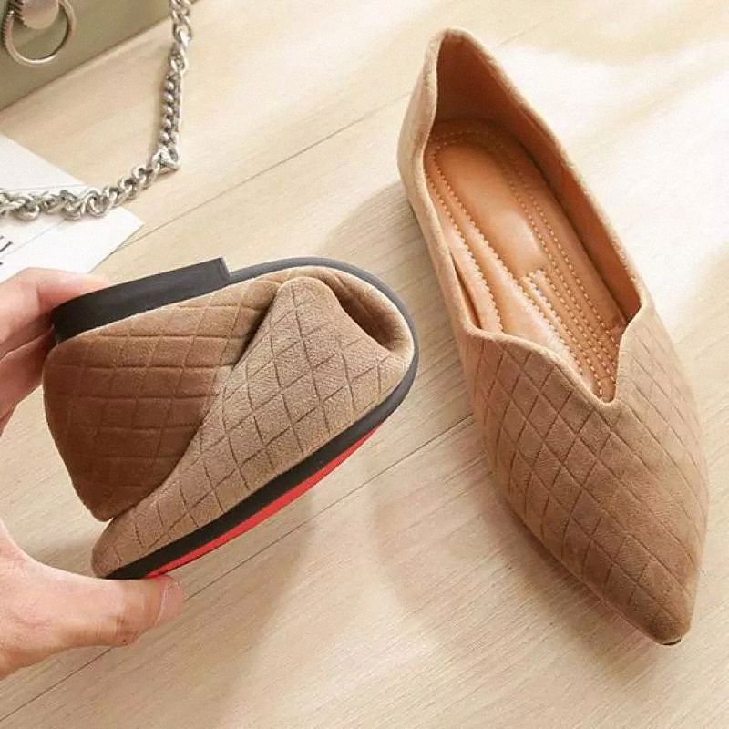 Compre Tallas Grandes Zapatos Planos De La Primavera Primavera Otoño  Puntiagudo Punta De La Señora Mocasines De La Señora Slip En La Bailarina  De Gamuza Soltador Poco Profundo Zapatos De Tacón Bajo #