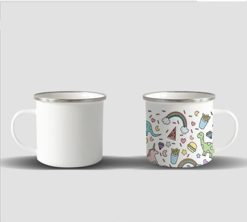 DIY Sublimation Enamel Coffee Camping Mug 12oz Steel Mug Durable Travel