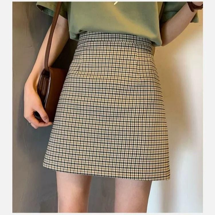 Compra Faldas Otoño Invierno Vintage Vintage Una Línea Plaid Funda Falda  Falda Mujer Alta Cintura Slim Milky Breve Moda Mini Para Mujeres Barato |  Entrega Rápida Y Calidad | Es.Dhgate
