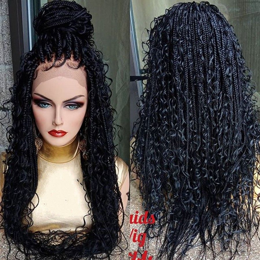 Long black/brown/ombre color Braid Wigs for Black Women Lace Front cornrow Braided Twist wigs synthetic hair kinky curly lace front wig