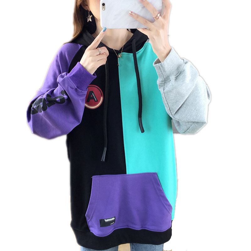 Compra Sudaderas Mujer Color De La Vendimia Bloque De Harajuku Streetwear  Hip Hop Otoño Mujeres Ocasionales De La Manera Sudadera Con Capucha  Remiendo De Alta Calidad Nueva Barato | Entrega Rápida Y
