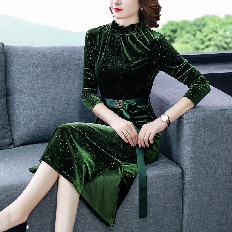 Compra Vestidos Casuales Mujeres De Mediana Edad Vestido Elegante Terciopelo  Damas Primavera Otoño Robe Longue Femme Fajas Coreano Vestigio De Mulher  Barato | Entrega Rápida Y Calidad | Es.Dhgate