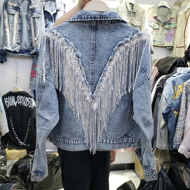 diamond fringe denim jacket