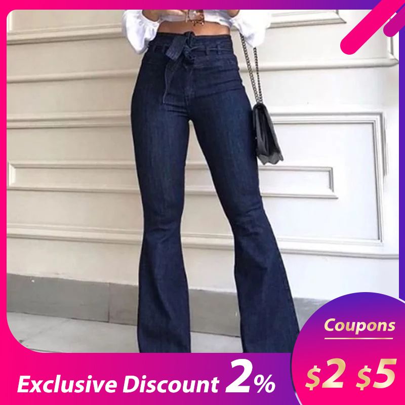 Compra Verano Otoño Alto Cintura De Algodón Destello Pantalones Azules  Pantalones Vaqueros Largos Estilo Callejero Sexy Damas Llanadas Pantalones  Campana Parte Inferior Barato | Entrega Rápida Y Calidad | Es.Dhgate