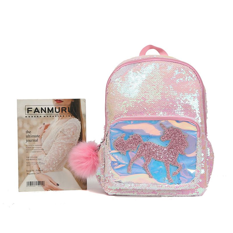 unicorn sequin school bolsa
