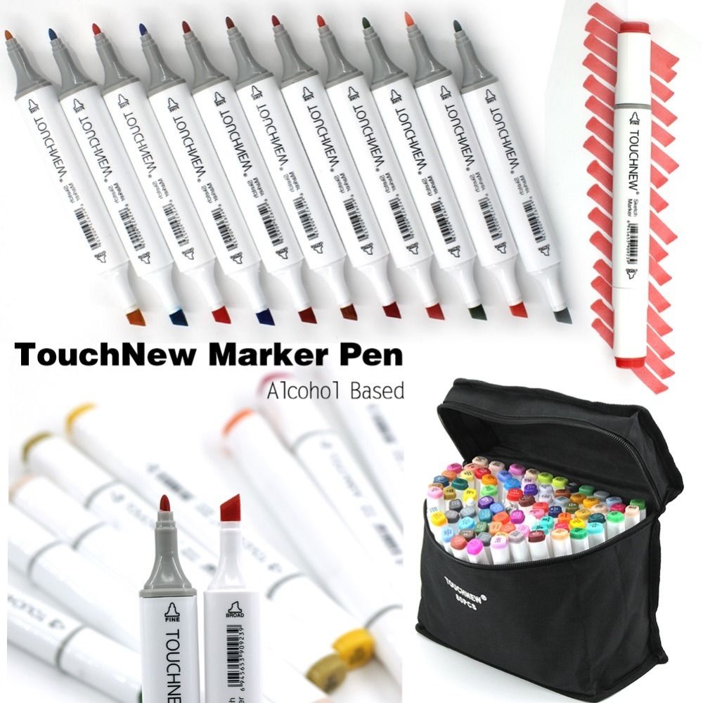Art Drawing Marker Pen,TOUCHNEW 80 Colors Alcohol Graphic Art Sketch Twin  Marker Pens Gift sketchbook for painting