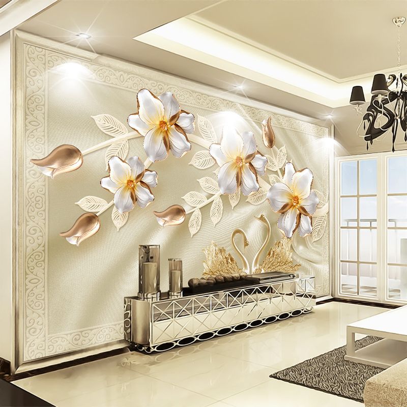 Custom 3D Wall Mural Wallpaper Luxury Silk Swan Flower Jewelry TV Background Papers Home Decor Living Room Modern Painting Custom 3D Wall Mural Wallpaper Luxury Silk Swan Flower Jewelry TV Background Papers Home Decor Living Room Modern Painting
