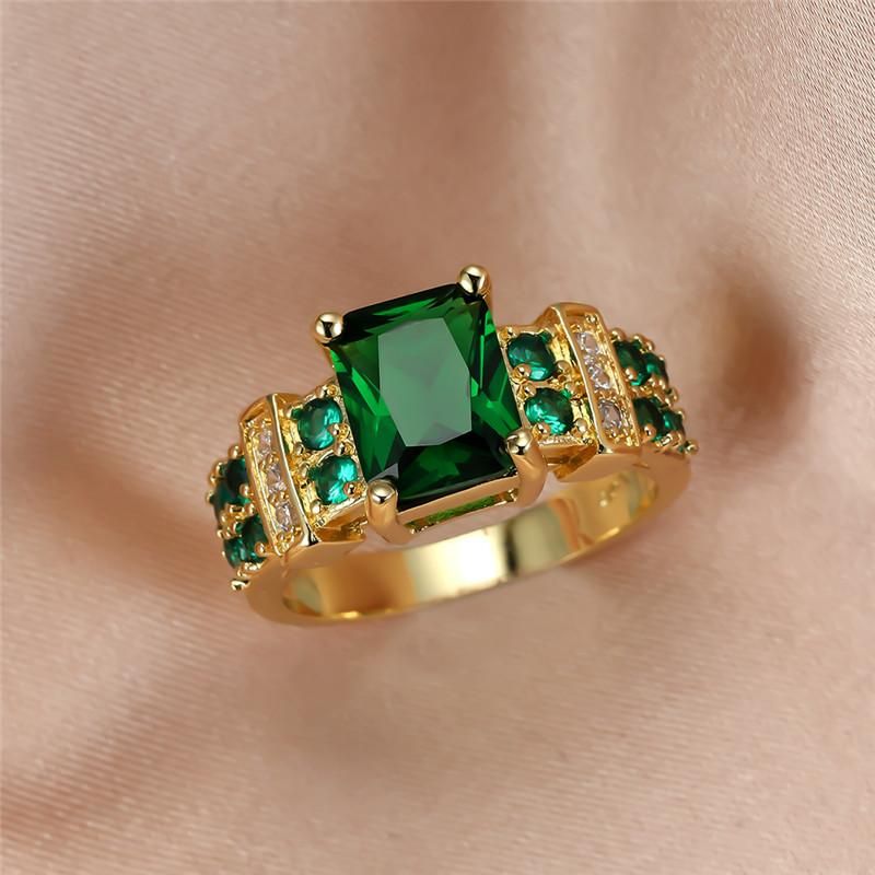 Deluxe Mujer Anillo De Piedra Verde Encanto 14kt Anillo De Deluxe Mujer Anillo De Piedra Verde Encanto 14kt Anillo De