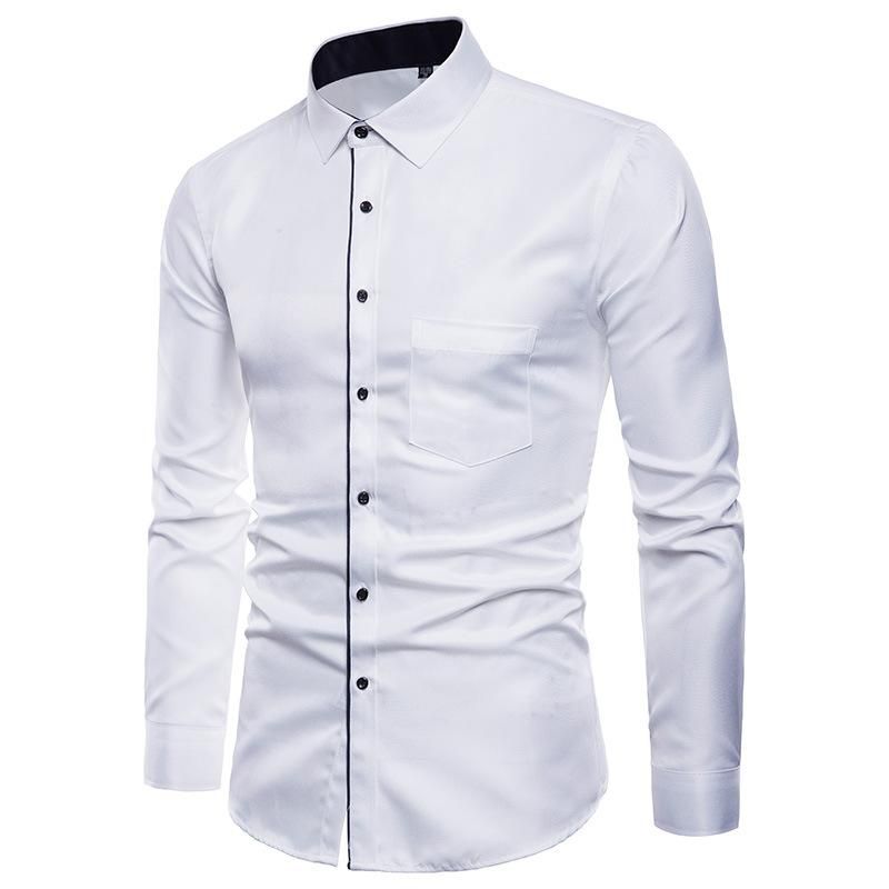 Casuales De Los Hombres Otoño Camisa Blanca Hombres Larga Diseño Delgado Para Hombre Tamaño Grande Masculino Top Camisa Azul De 31,89 € | DHgate