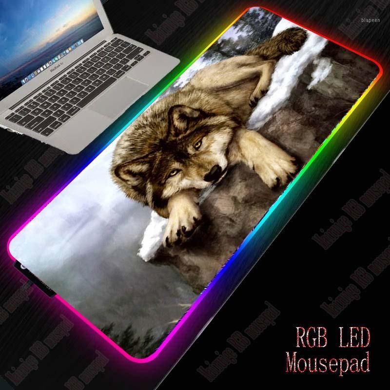 Xgz lobo rgb gaming animal mouse pad gamer led computadora alfombrilla de ratón