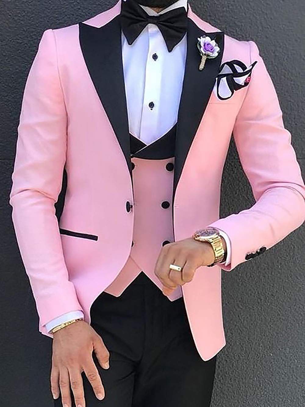 Men Suits 3 Piece Slim Fit Single Breasted Two Button Wedding Tuxedo Suit Blazer Waistcoat Trousers