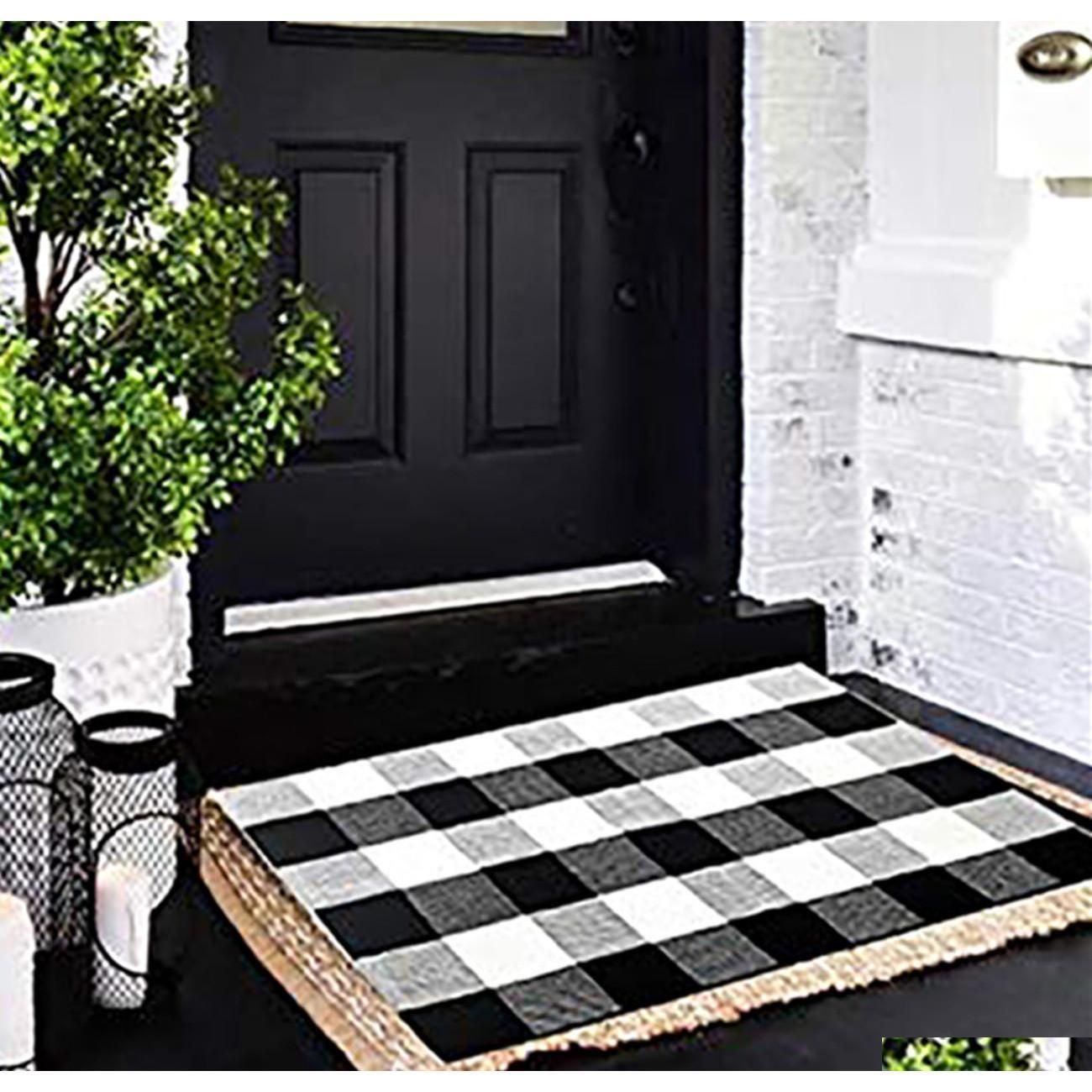 Bath Mats Online Sale Rug Door Mat Outdoor Rugs For Buffalo Plaid Front
