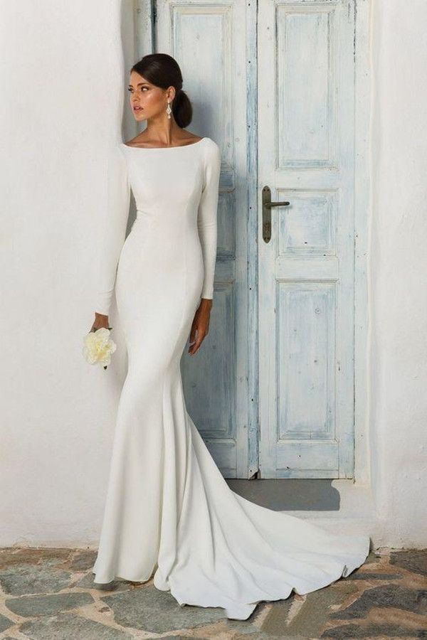 Stretch Crepe Mermaid Modest Wedding 