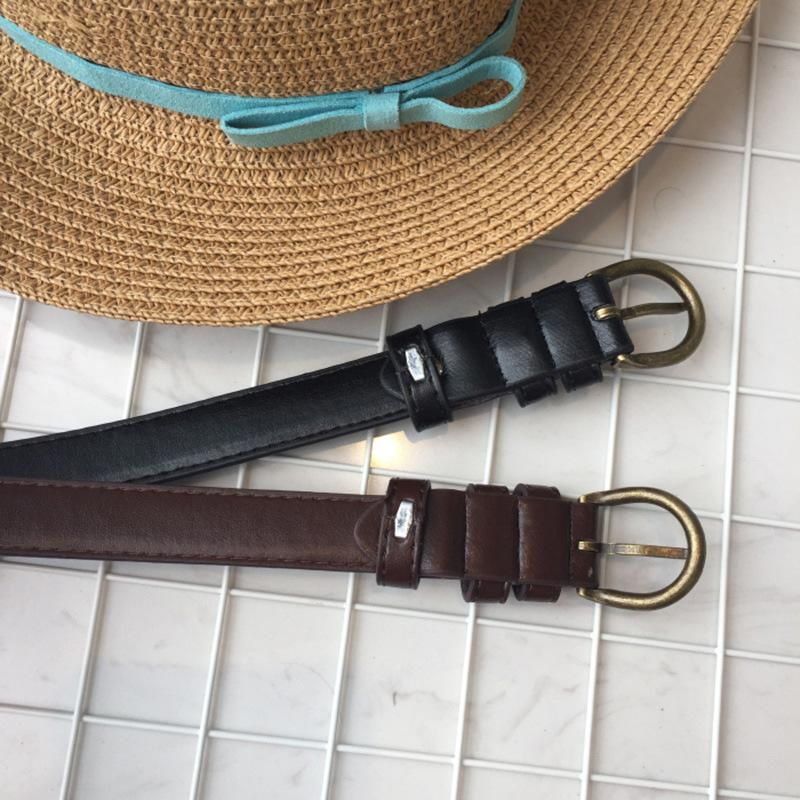 Cinturón con hebilla de alfiler de cuero de PU para vaquero para mujer Negro 